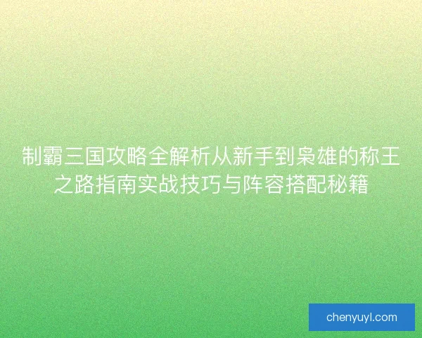 制霸三国攻略全解析从新手到枭雄的称王之路指南实战技巧与阵容搭配秘籍