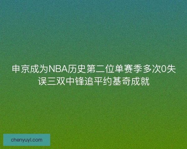 申京成为NBA历史第二位单赛季多次0失误三双中锋追平约基奇成就